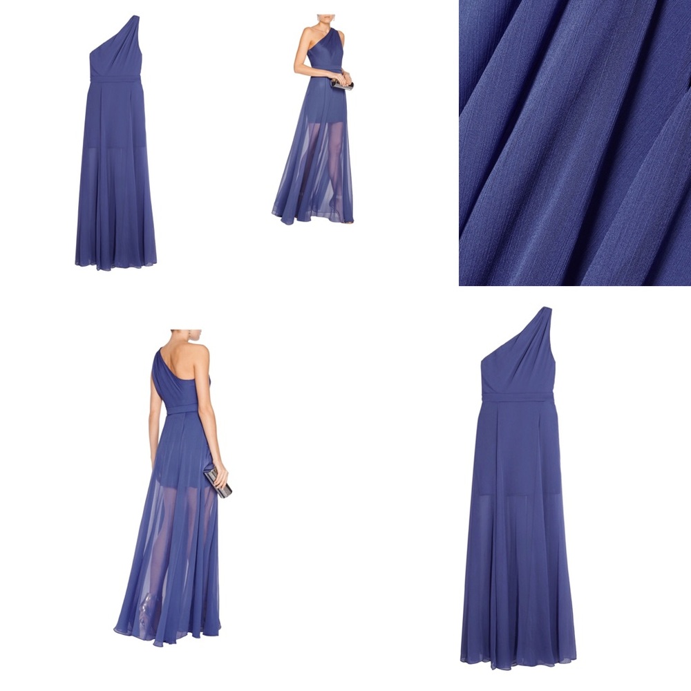 One Shoulder Pleated Chiffon Gown